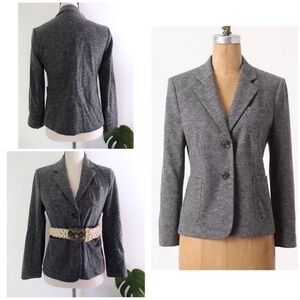 Anthropologie Cartonnier Gray Wool Blend Blazer 2 Button Front Jacket Size 4